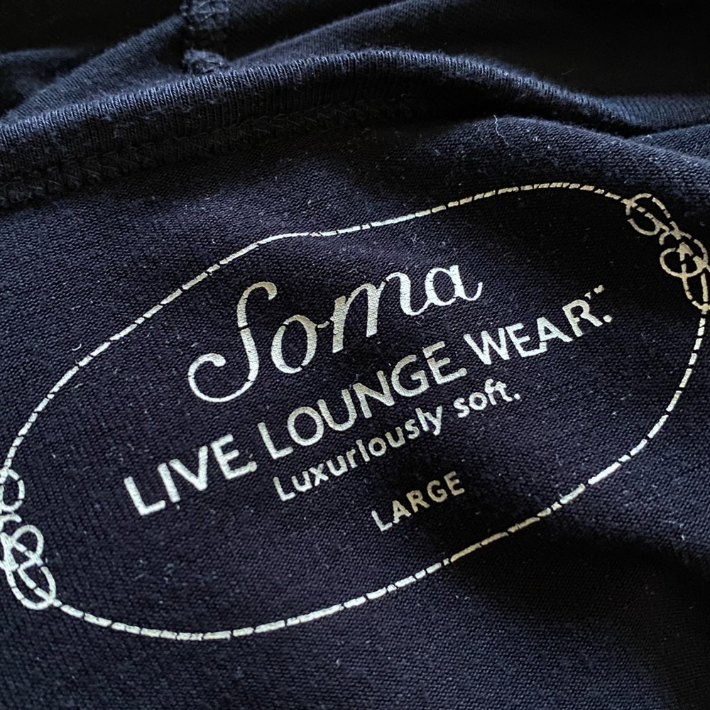 Soma Lounge Wear Stretchy Flowy Top L Black Layered Modest Lagenlook Minimalist - Picture 7 of 8